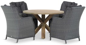 Tuinset Rond 4 personen 120 cm Wicker Zwart Garden Collections Buckingham/Sand