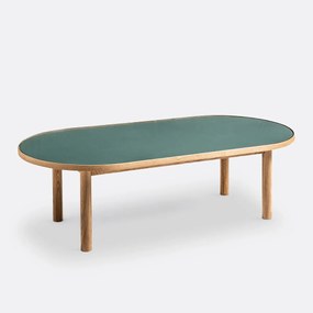 Salontafel in eikenhout, fineer en glas, Evergreen
