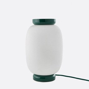 Tafellamp van gegroefd opalineglas en ijzermetaal, TILAN