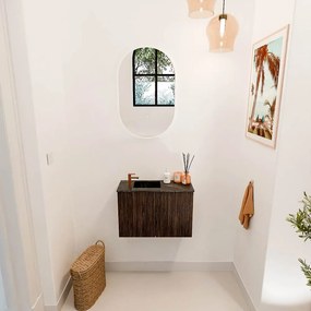 Mondiaz Joya DLux 60cm toiletmeubel walnut met wastafel faye links 1 kraangat lava