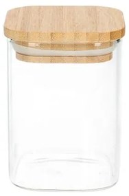 Potje vierkant, hittebestendig glas, bamboe deksel 200 ml