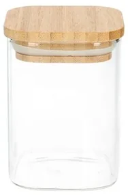 Potje vierkant, hittebestendig glas, bamboe deksel 200 ml