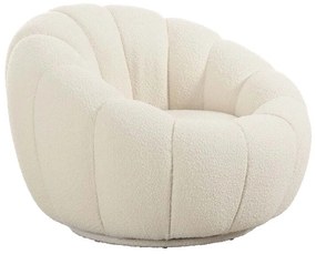 Kare Design Peppo Bloom Ronde Fauteuil Draaibaar Wit Boucle
