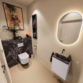 Mondiaz Ture DLux toiletmeubel 40cm cale met wastafel lava midden zonder kraangat