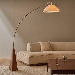 Staande lamp in massief eiken, gebeitst in notenhoutkleur, NESTWOOD