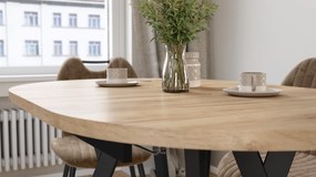 Mazzoni ALMO Craft Eiken Goud / zwarte poten - OVALE UITSCHUIFTAFEL 120-220 cm VOOR 10-12 PERSONEN