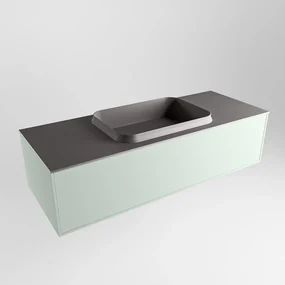 Mondiaz Erin 120cm badmeubel Greey met 1 lade en donkergrijze wastafel midden 1 kraangat