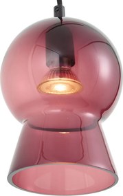 Retro hanglamp zwart met paars glas voor railsysteem 1-fase - Iconic Bell