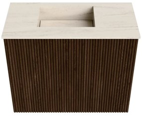 Mondiaz Joya DLux 50cm toiletmeubel walnut met wastafel faye links zonder kraangat meli
