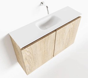 Mondiaz Ture 80cm toiletmeubel washed oak met wastafel talc midden geen kraangat