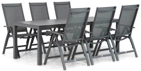 Tuinset 6 personen 220 cm Aluminium/Textileen /Aluminium/textileen Grijs Presto Vasto/Madras