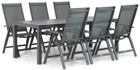 Tuinset 6 personen 220 cm Aluminium/Textileen /Aluminium/textileen Grijs Presto Vasto/Madras
