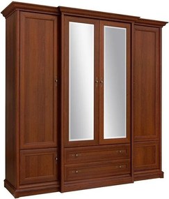 Kledingkast Vendore 117, Kastanje, 225x227x53cm, 183 kg, Kledingkast deuren: Met scharnieren, Aantal planken: 8, Aantal planken: 8