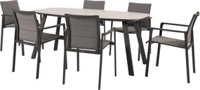 Manolo Cortina dining tuinset 180x95xH75 cm 7 delig keramiek antraciet Taste 4SO