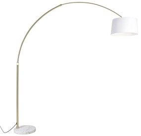 Booglamp messing met wit stoffen kap wit 50 cm - XXL Modern E27 Binnenverlichting Lamp