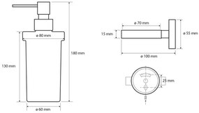 Sapho X-Round zeepdispenser 230ml zwart