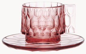 Koffiekopjes met schoteltjes Jellies met structuurpatroon, 4 stuks