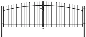 vidaXL Hekpoort dubbele deur met speren bovenkant 400x175 cm
