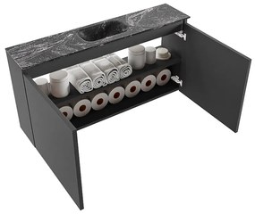 Mondiaz Ture DLux toiletmeubel 100cm dark grey met wastafel lava midden zonder kraangat