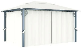 vidaXL Prieel met gordijn 400x300 cm aluminium crème