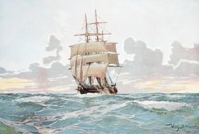 Ilustratie Sailing ship at the Cape of Good Hope, clu