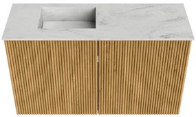 Mondiaz Joya DLux 70cm toiletmeubel oak met wastafel faye links zonder kraangat opalo