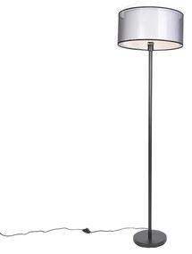 Design vloerlamp zwart met zwart-wit kap 47 cm - Simplo