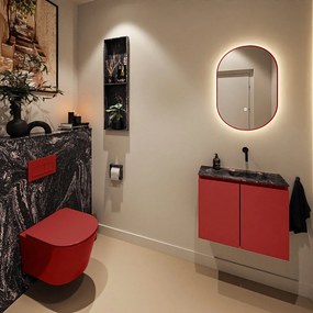 Mondiaz Ture DLux toiletmeubel 60cm fire met wastafel lava rechts zonder kraangat