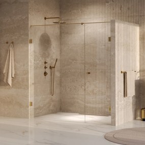 Brauer Void Carving profielloze nisdeur 190cm met draaideur 70cm aan muur messing geborsteld PVD