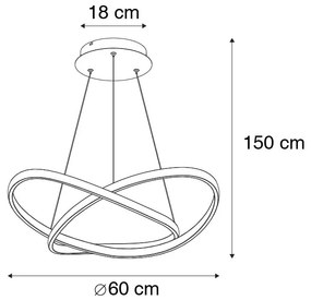Hanglamp zwart incl. LED 3-staps dimbaar - Koers Design rond Binnenverlichting Lamp