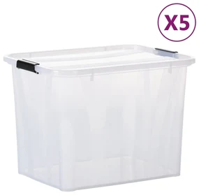 vidaXL Opbergboxen 5 st met deksels 55 L transparant