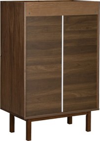 Walnoot Wandkast Met Stoffen Deuren - 80x40x120cm.