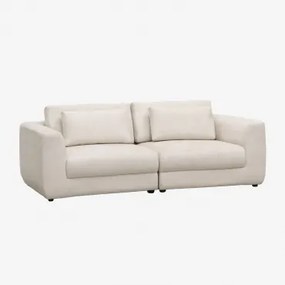 2-delige Modulaire Bank Met In Hoogte Verstelbare Hoofdsteun, Bekleed Met Cataline Chenille Chenille Crèmebeige - Sklum