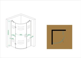 Mueller Irene 1/4 douchecabine rechts LS 900x900 Anti-kalk