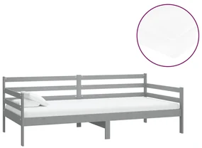vidaXL Slaapbank met matras massief grenenhout grijs 90x200 cm