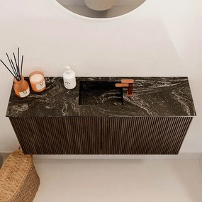 Mondiaz Joya DLux 90cm toiletmeubel walnut met wastafel faye midden 1 kraangat lava