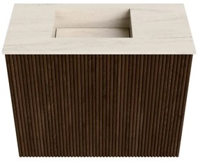 Mondiaz Joya DLux 50cm toiletmeubel walnut met wastafel faye links 1 kraangat meli