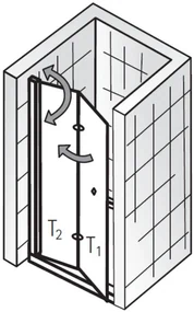 HSK Exklusiv Draai/vouwdeur voor nis 100x200cm Chroom/Grijs glas