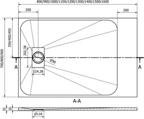 Mexen Hugo rechthoekige douchebak SMC 100 x 90 cm, zwart - 42709010