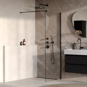 Brauer Oblivion inloopdouche helder glas 80cm zwart mat