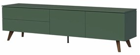 Tenzo Plain Mat Groen Tv-meubel Modern Walnoot Poot - 210x45x57cm.