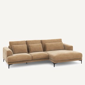 XL longchair met rechterhoek van stonewashed fluweel, MARSILE