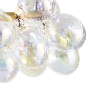 Eettafel / Eetkamer Design hanglamp goud met regenboog glas 8-lichts - Uvas Design G9 bol / globe / rond Binnenverlichting Lamp