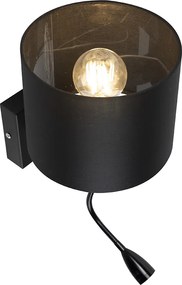 Moderne wandlamp zwart met zwarte kap - Brescia