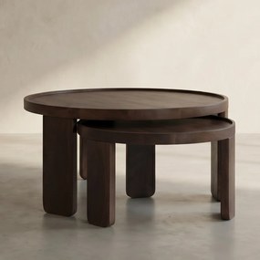 Ronde Salontafel Set Bruin - 70 X 70cm.