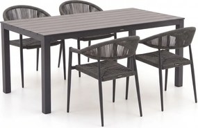 + 15% kassakorting | Diningset Manifesto | 4 personen aluminium | Tuinset stapelbaar | 5-delig | Kees Smit Tuinmeubelen