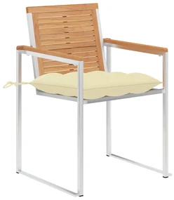 vidaXL Tuinstoelen 2 st met kussens massief teakhout en staal