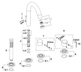 Mueller Round thermostatische badrand kraan geborsteld koper afbouwdeel