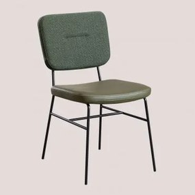 Eetkamerstoel Bekleed Met Kunstleer En Staal Milih Groen – Khaki - Sklum