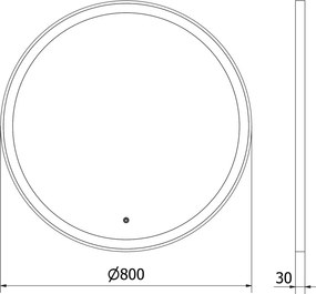 Mexen Esso verlicht badkamerspiegel, rond 80 cm, LED 6000K, anti-condens, zwarte frame - 9825-080-080-611-70